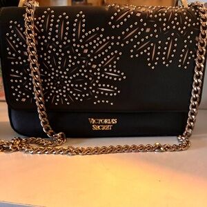 Victoria's Secret Black Crossbody Bag with Gold Chain